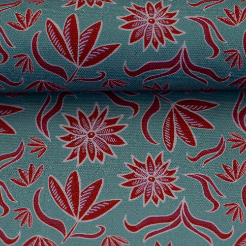 Kanvas - Retro Blomst Lys Blå 
