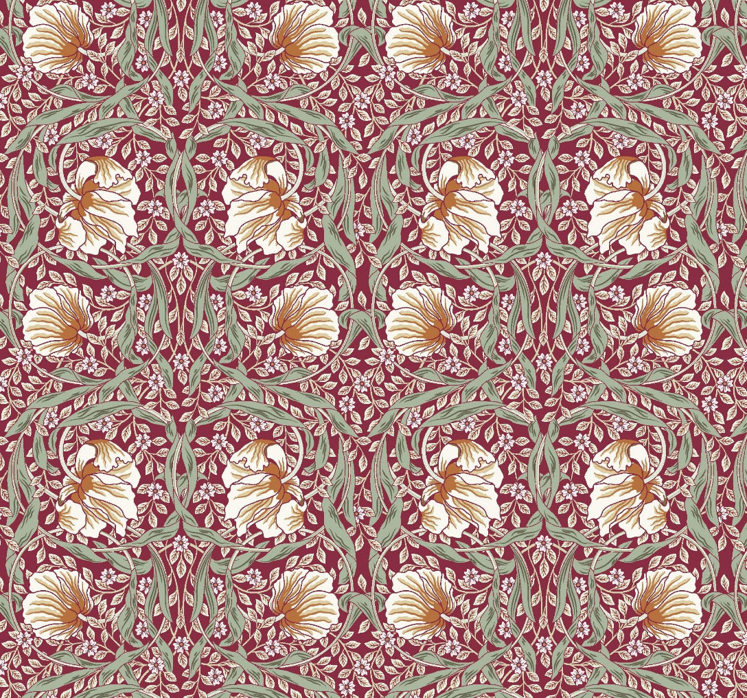 Kanvas - William Morris, blomster rød
