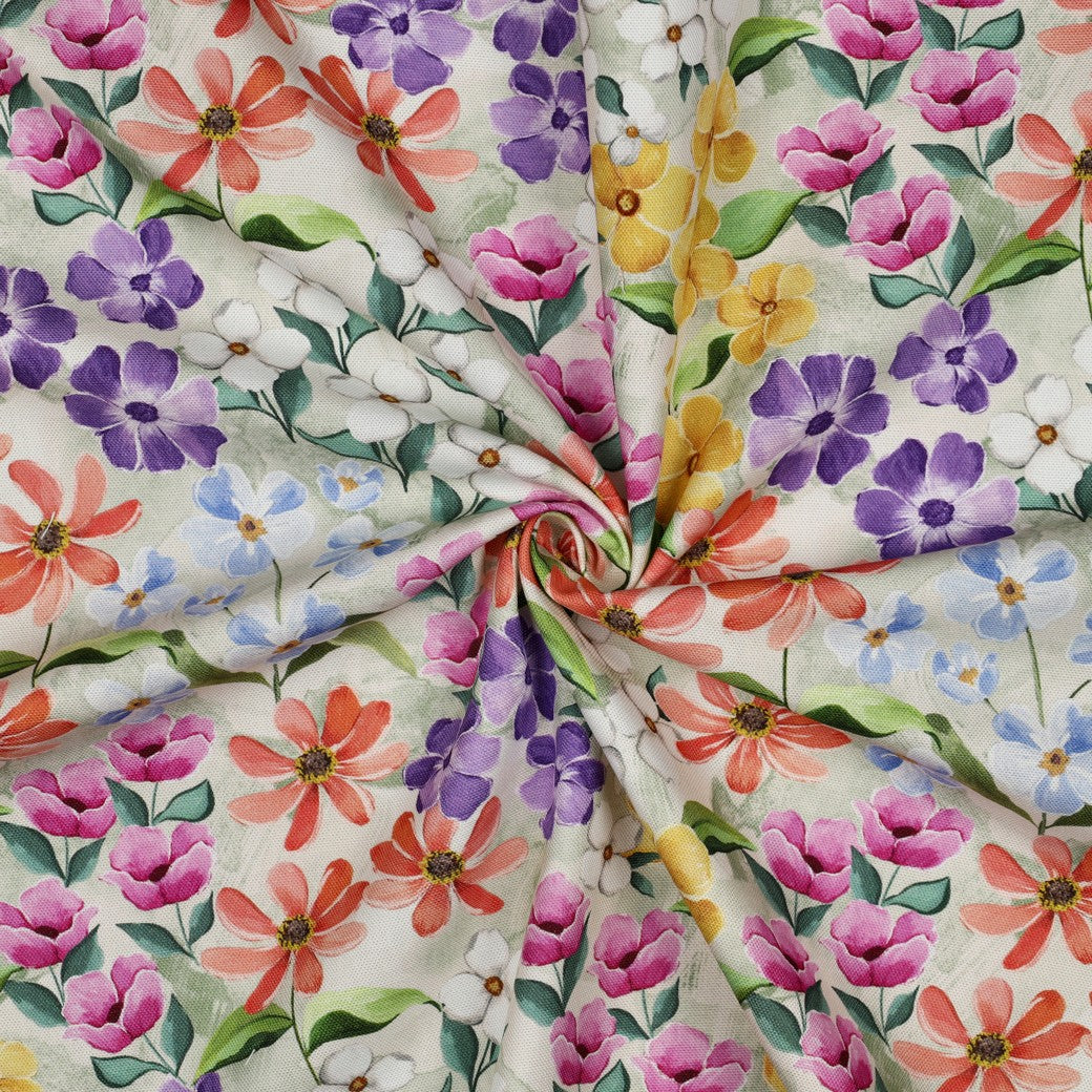Kanvas Linen look - Digital blomster