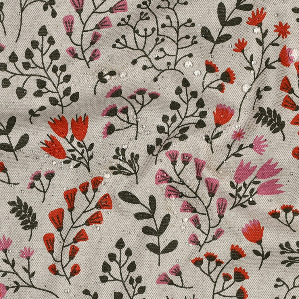 Kanvas Vanntett  - Linen look blomster