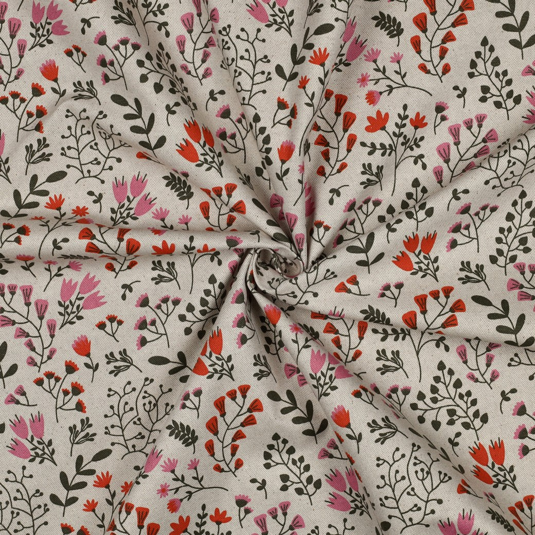 Kanvas Vanntett  - Linen look blomster