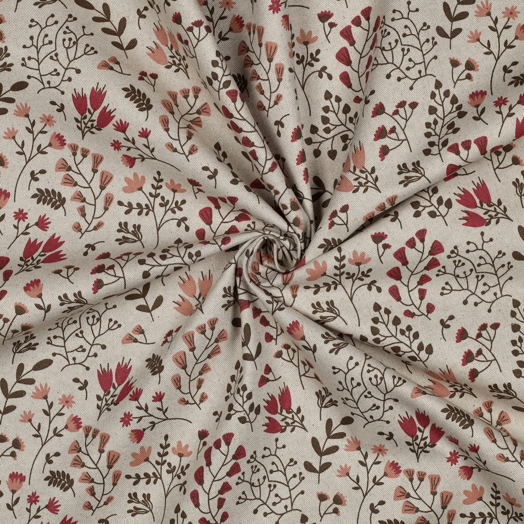 Kanvas Vanntett  - Linen look blomster