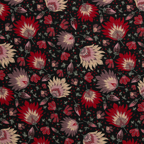 Kanvas bomull - Bold Blooms, svart