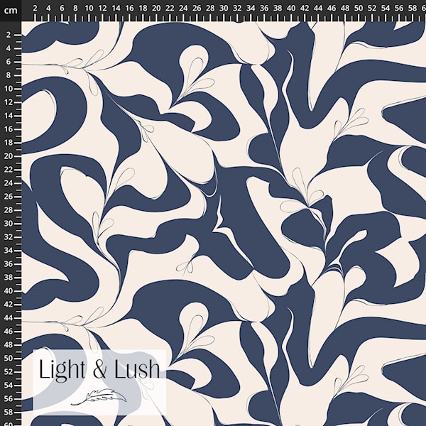 Light & Lush Twill Vevd Viskose - Blå og hvit