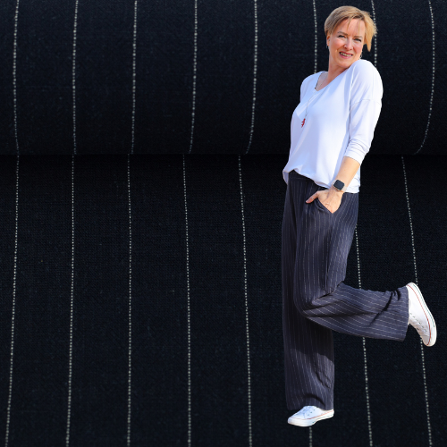 Linen Viskose - Landshut Mørk Blå