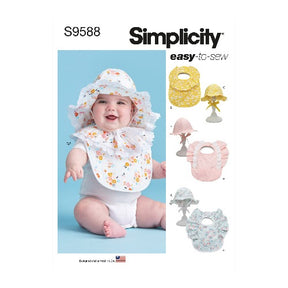 SIMPLICITY - 9588-A, Baby Smekker og Solhatter