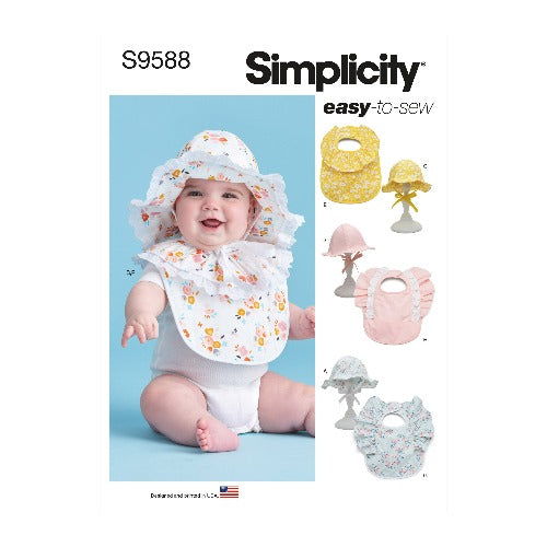 SIMPLICITY - 9588-A, Baby Smekker og Solhatter