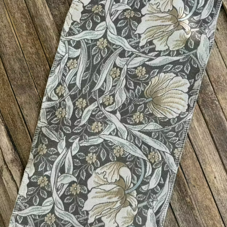 Møbelstoff Jacquard - William Morris Blomstrende beige og lys grønn