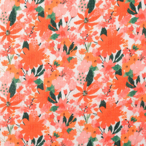 Musselin - Anna blomster lys rosa