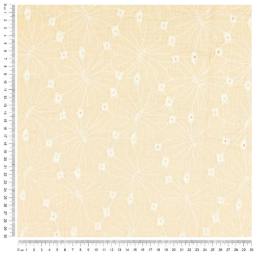 Musselin - Broderi Stor Blomster - Beige