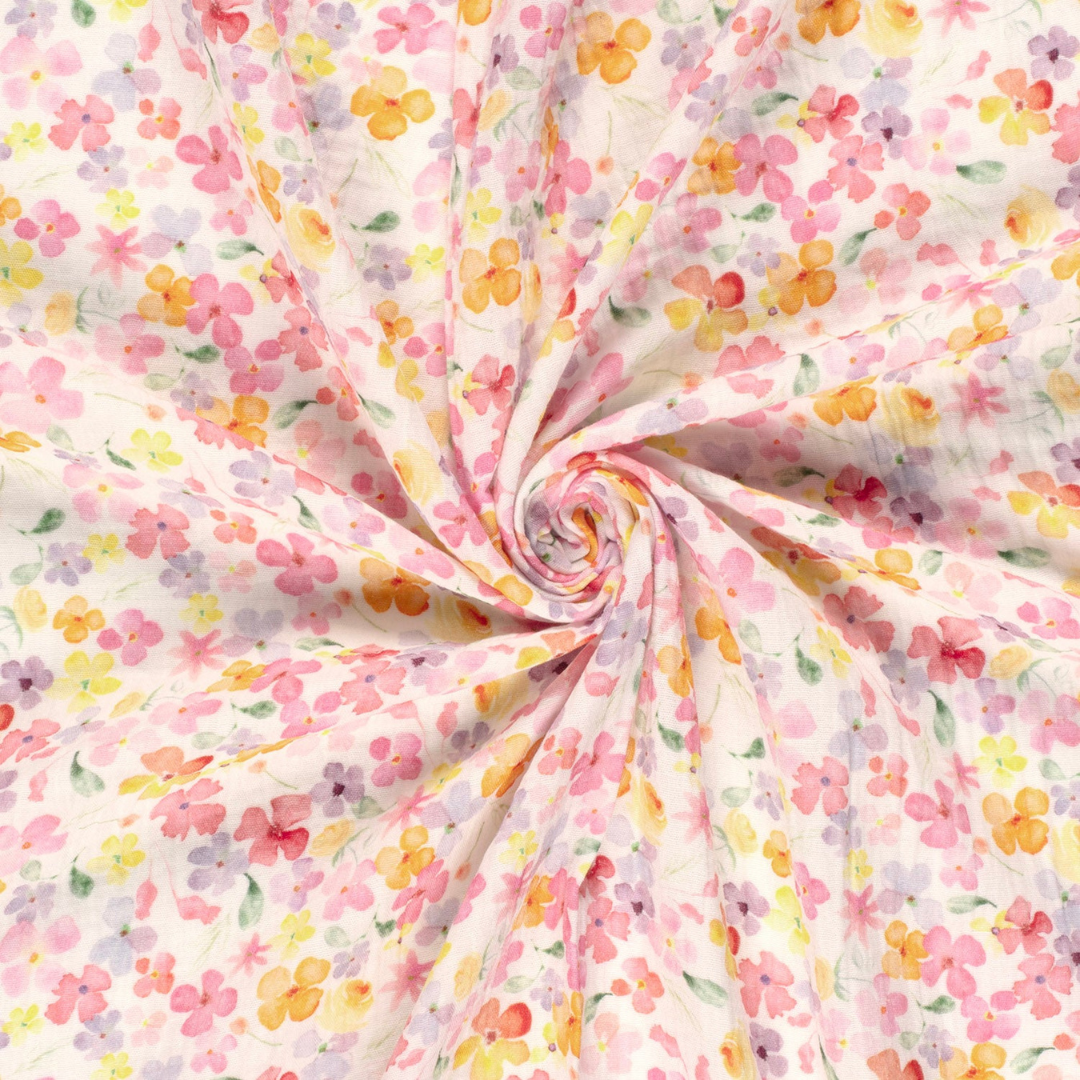Musselin - Pastel Blomster