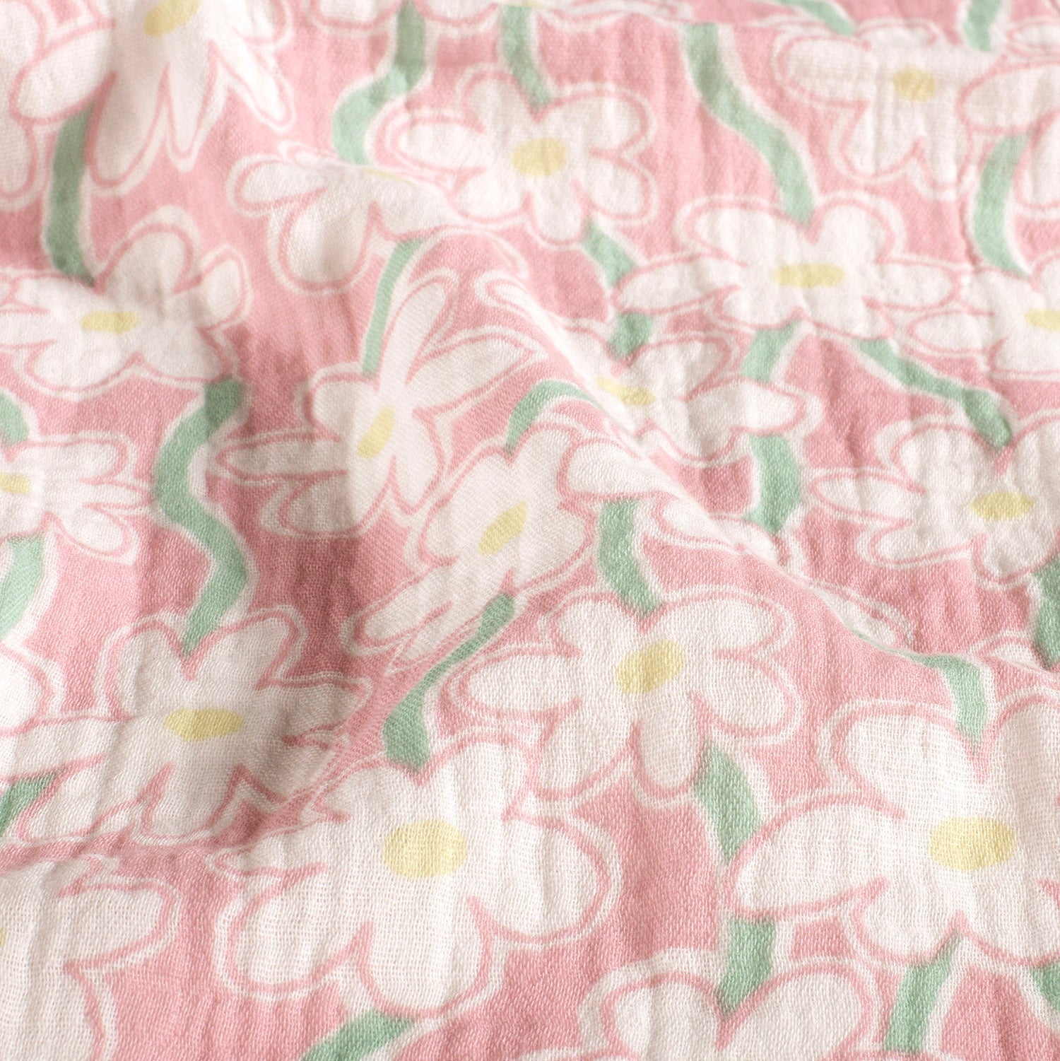 Musselin - Pastel Blomster, lys rosa