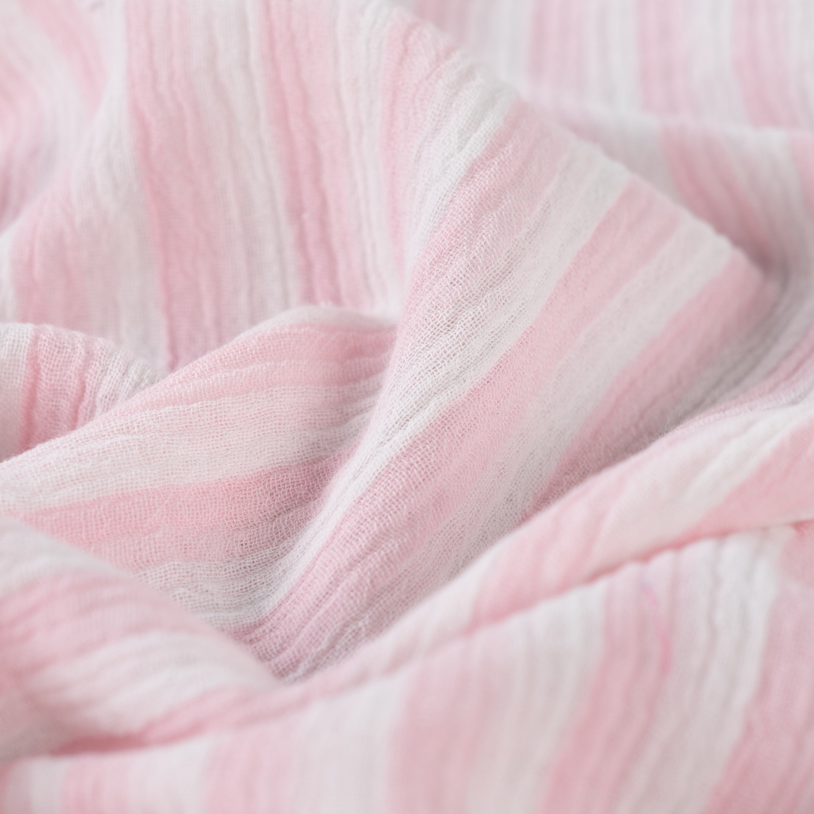 Musselin - Striper, Rosa og hvit