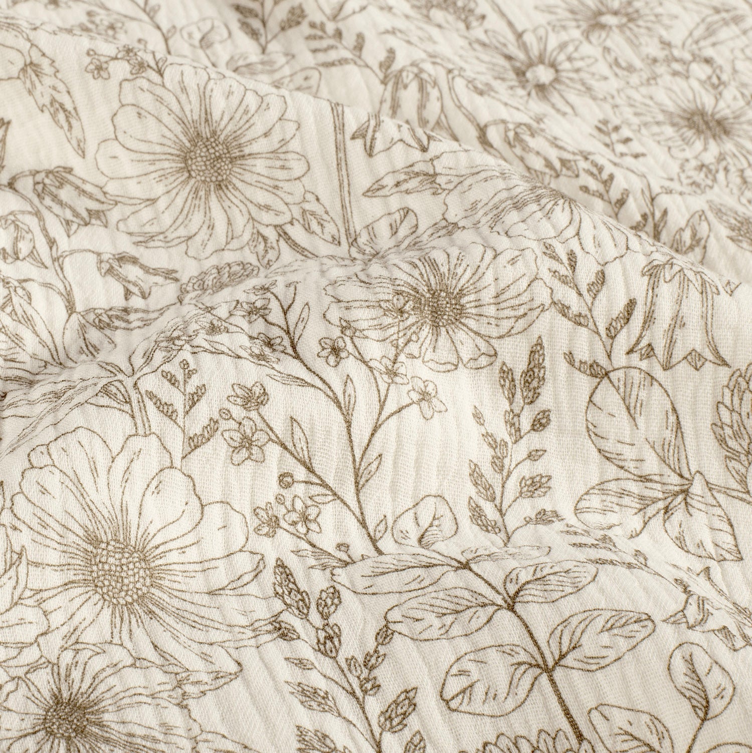 Musselin - Vintage Blomster Offwhite