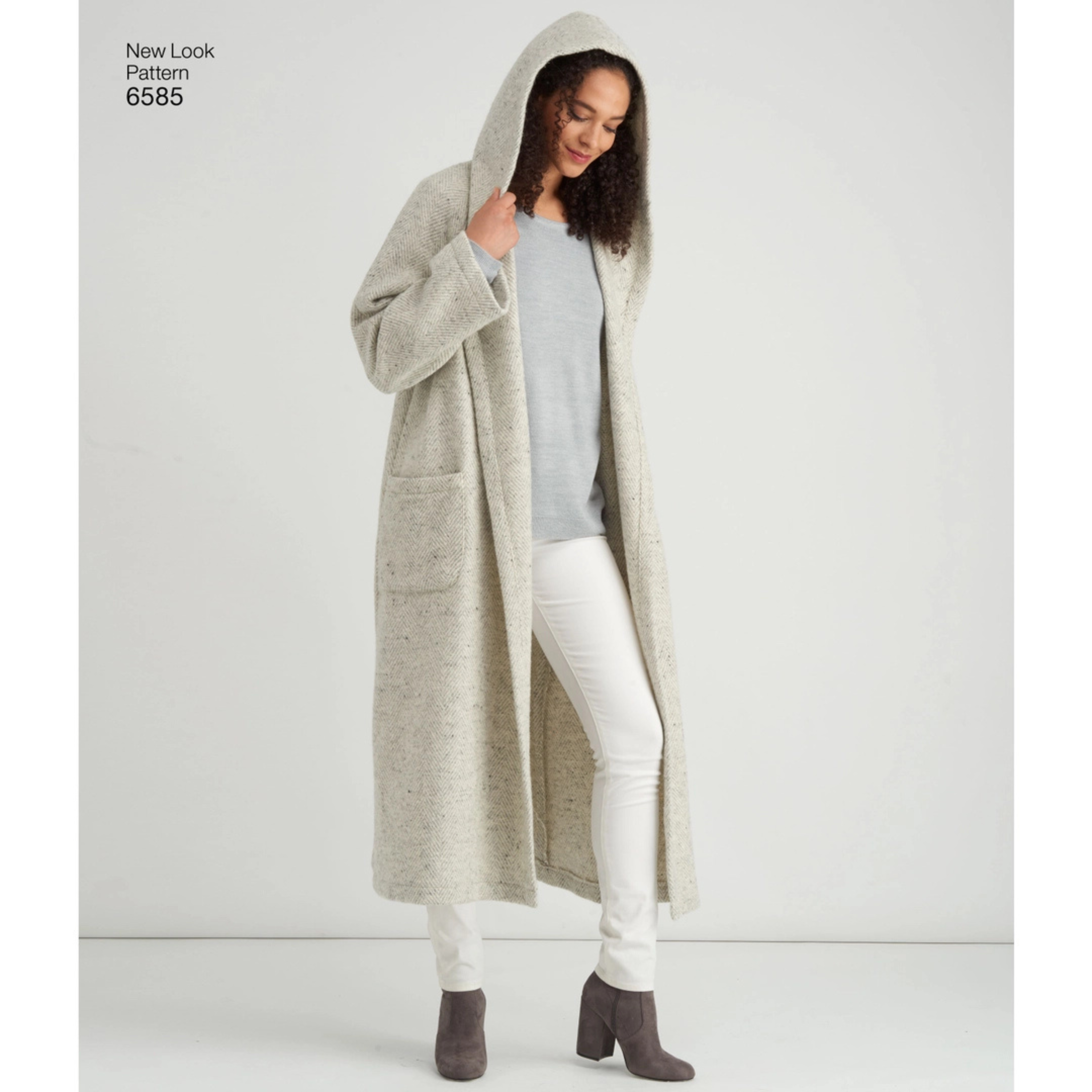 New Look - 6585  Dame Lang og kort kåpe med hette og lommer  str. XS-XL