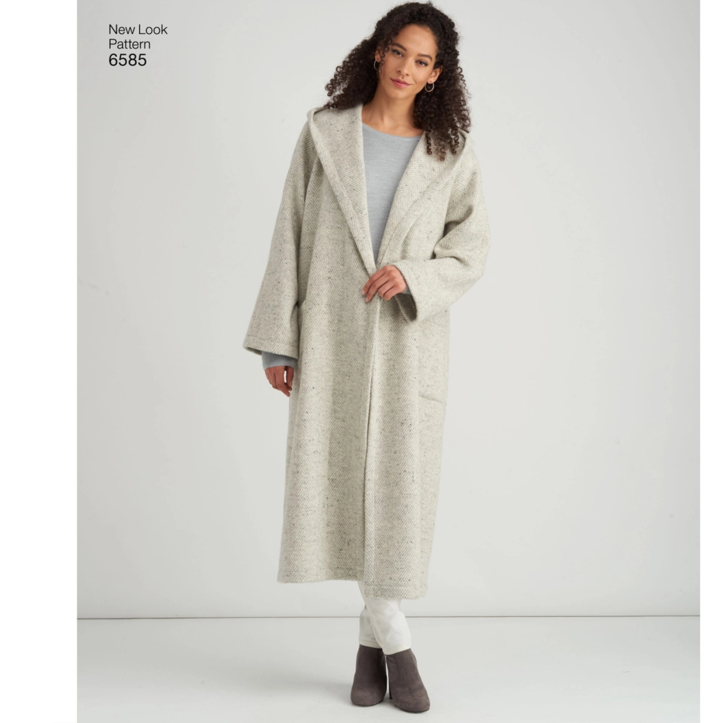 New Look - 6585  Dame Lang og kort kåpe med hette og lommer  str. XS-XL