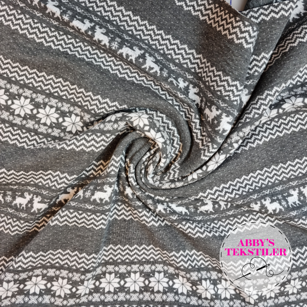 Økologisk Jacquard jersey  - Norsk - Lys grå