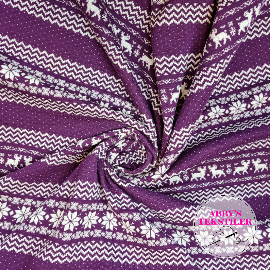 Økologisk Jacquard jersey  - Norsk - Lilla