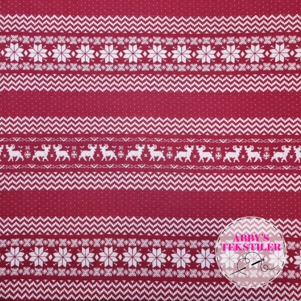 Økologisk Jacquard jersey  - Norsk - Rød