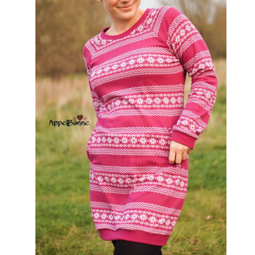 Økologisk Jacquard jersey  - Norsk - Rosa