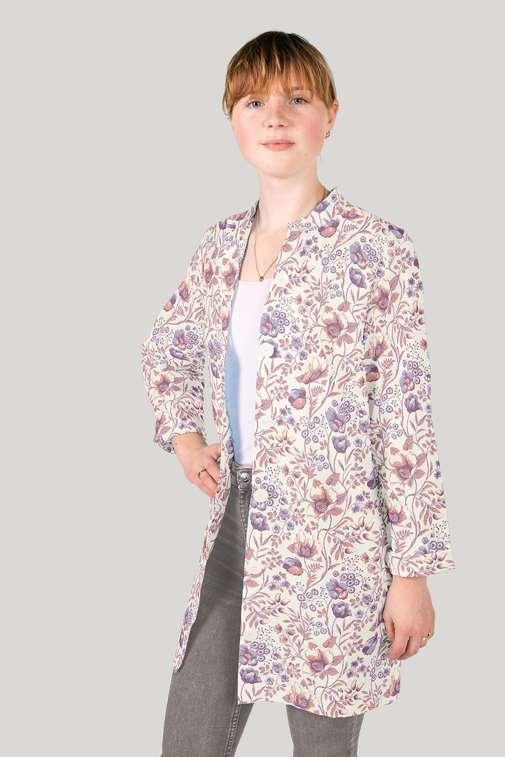 Poplin Bomull - Ashley - blomster, offwhite