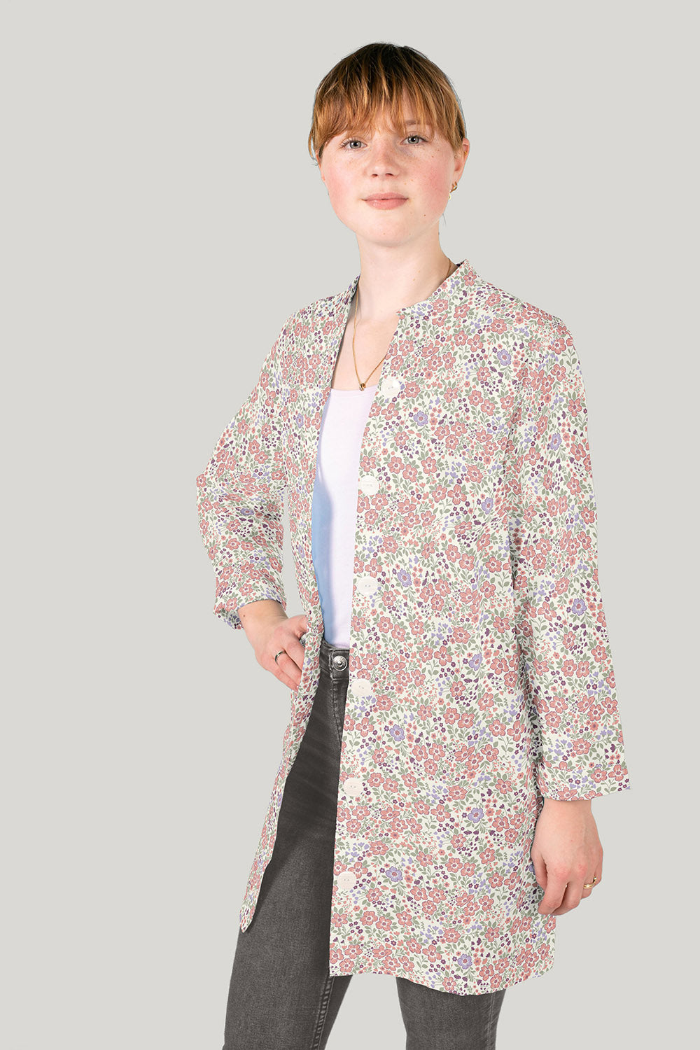 Poplin Bomull - Emily - blomster, offwhite