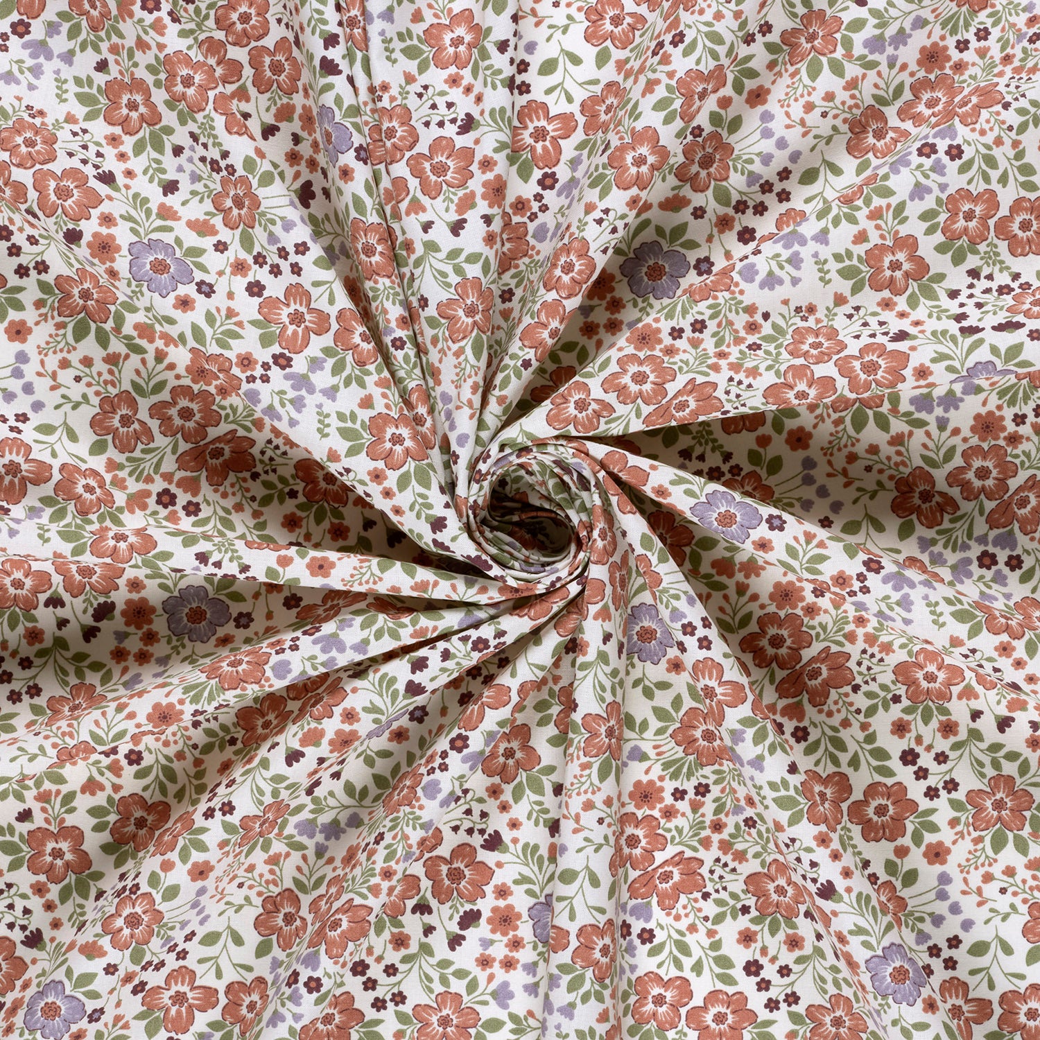 Poplin Bomull - Emily - blomster, offwhite