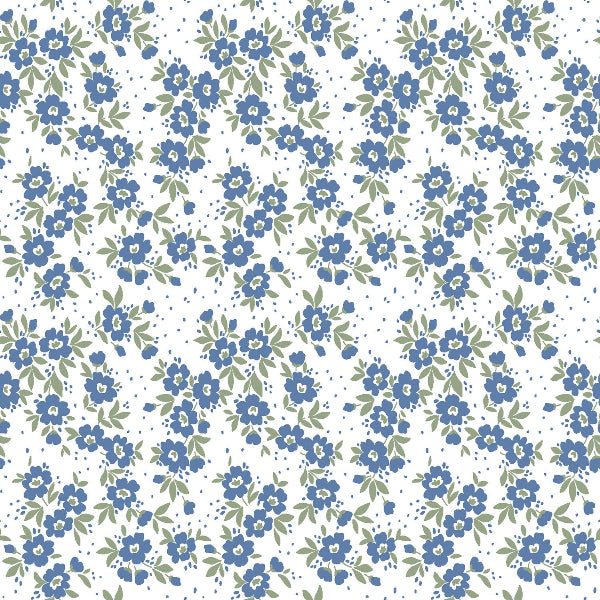 Poplin Bomull - Jenny små Blomster blå
