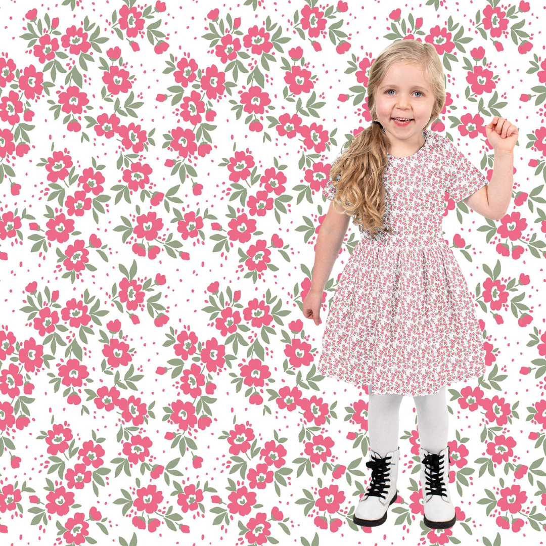 Poplin Bomull - Jenny små Blomster rosa