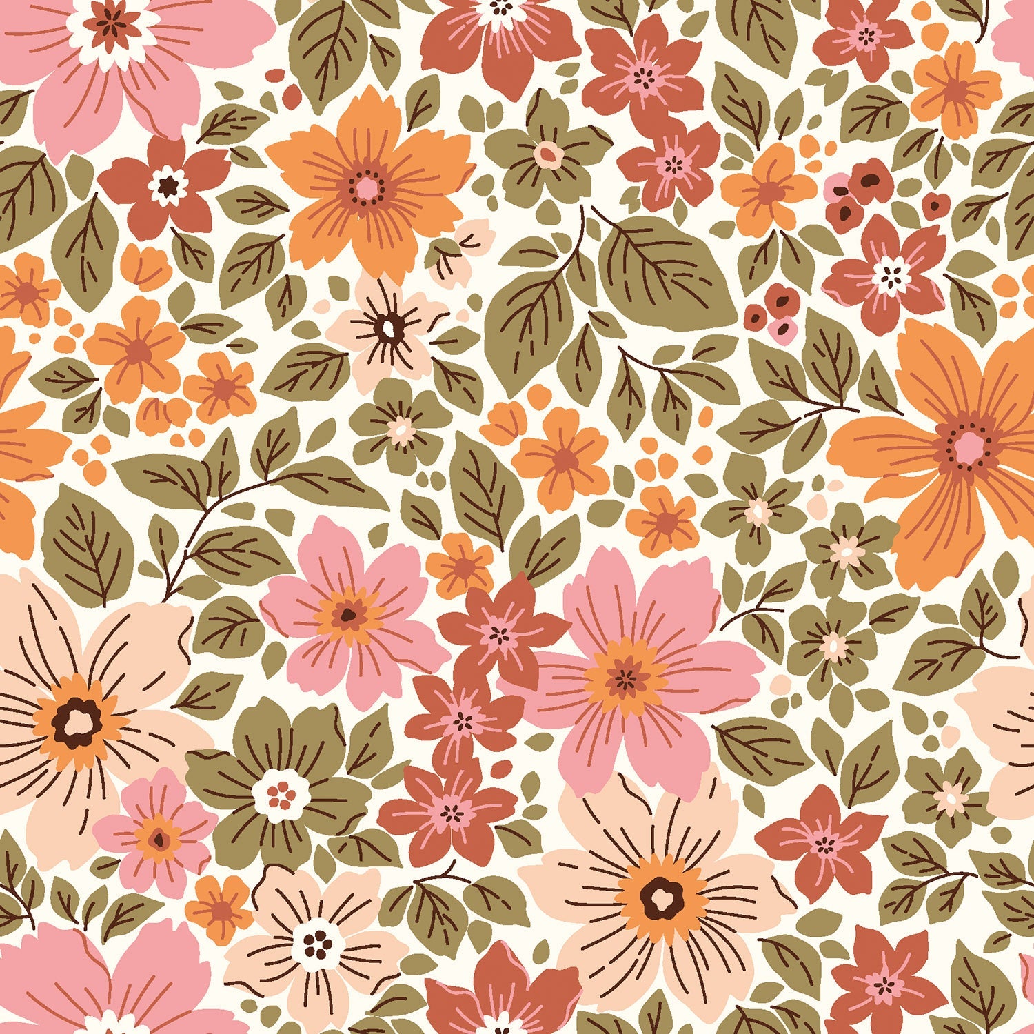 Poplin Bomull - Mia blomster