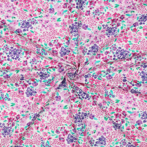 Poplin bomull - Digital Blomster offwhite