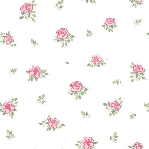 Poplin bomull - Roses blomster offwhite Rosa