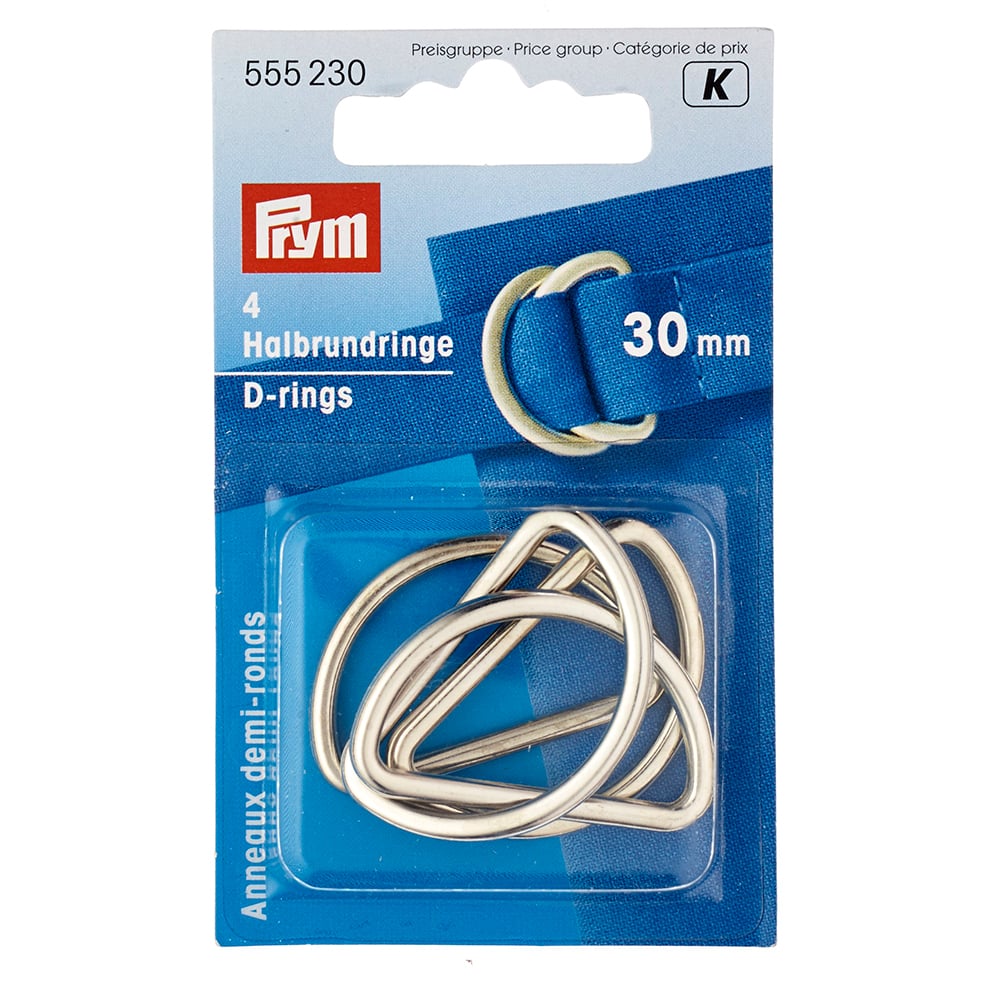 Prym D-ring 30mm 4stk – Sølv