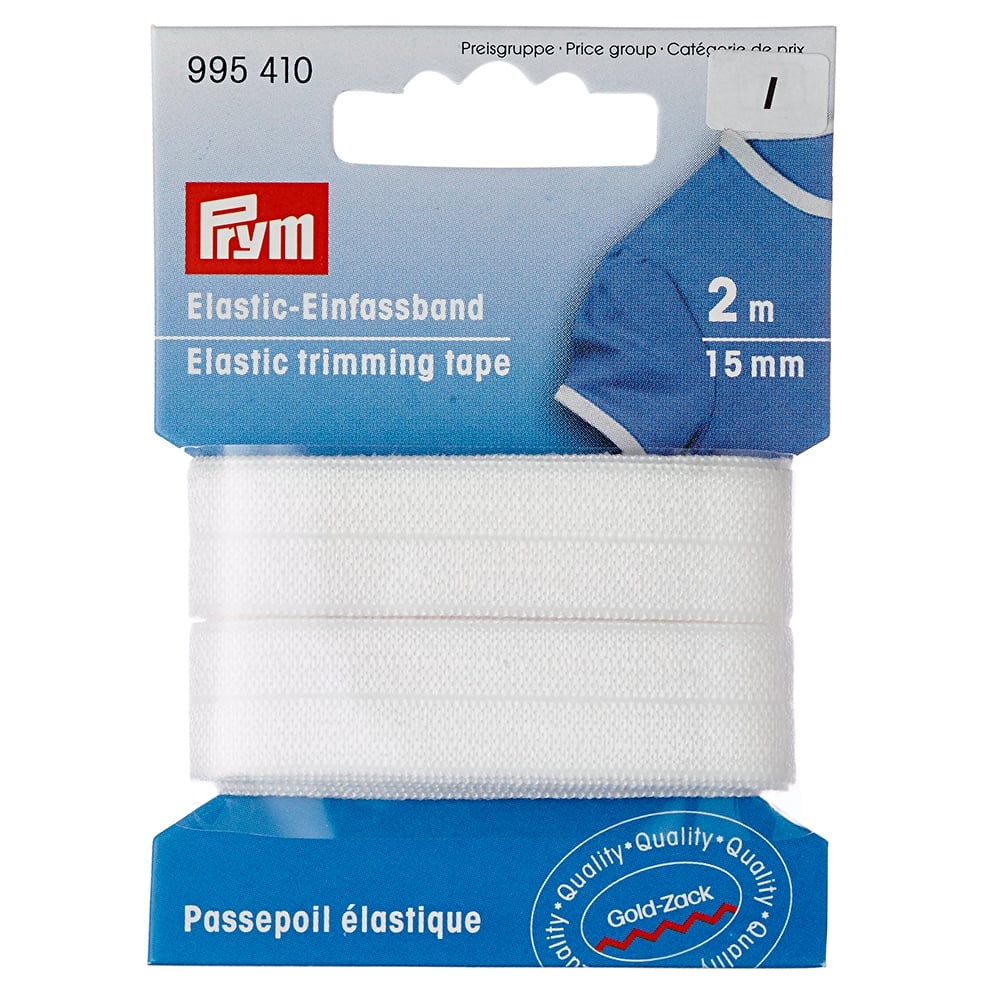 Prym Elastic Foldeelastikk  – 15mm x 2 meter hvit