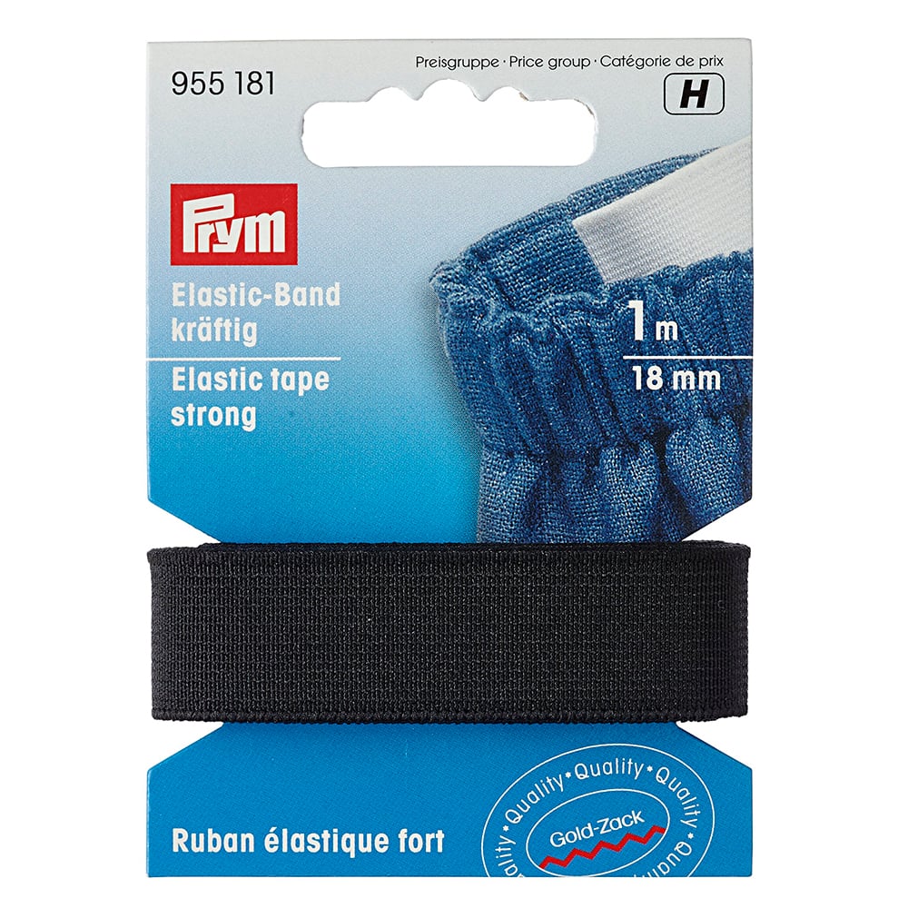Prym Elastisk bånd – Sterk – 1m – 18mm Sort