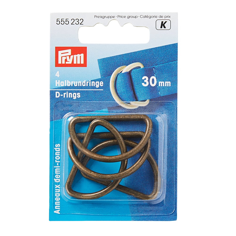 Prym D-ring 30mm 4stk – Messing