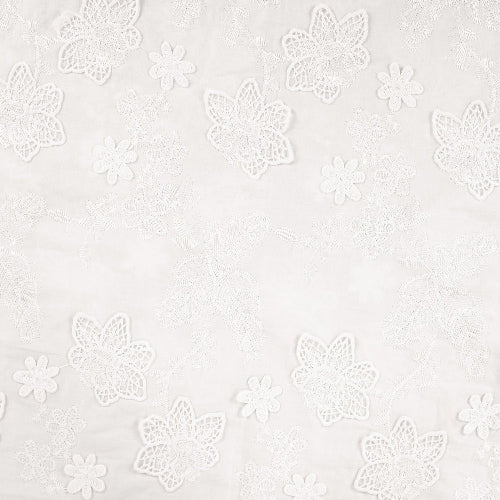Bomull Voile - 3-D Broderi Blomster