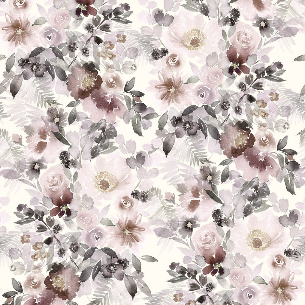 Ribbet Jersey - Søt blomster offwhite