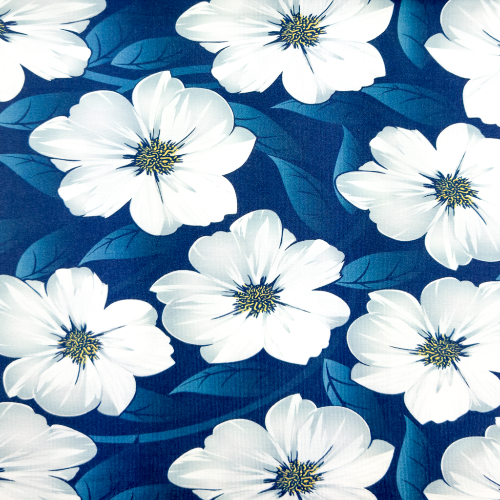 Viskose Jersey - blomster blå