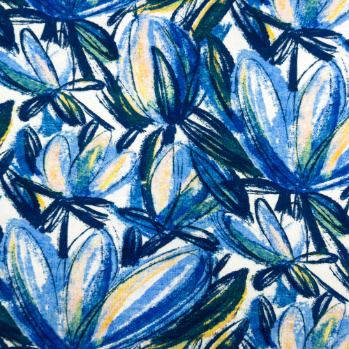 Viskose Jersey - blå blomster