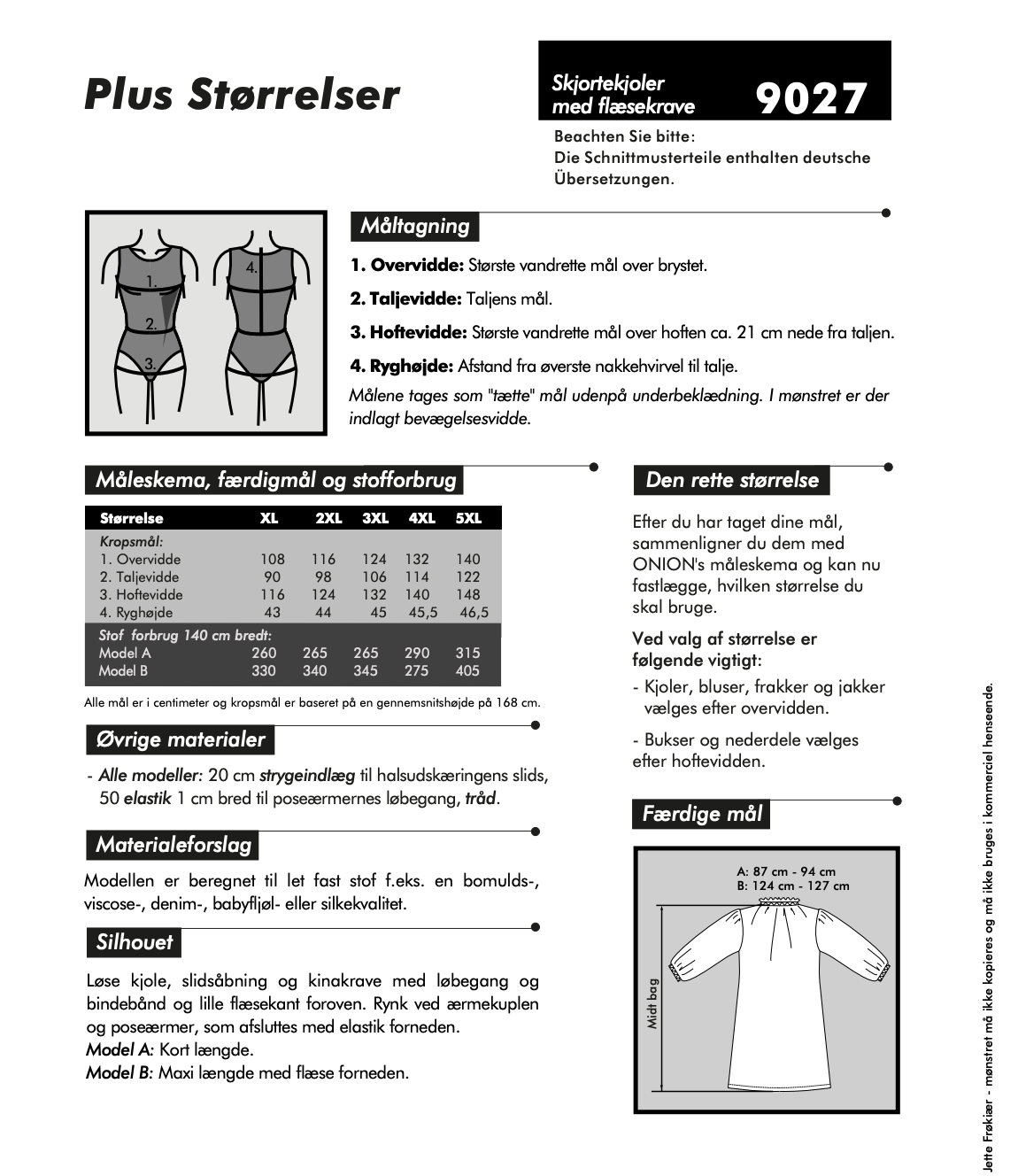 Onion 9027 - Skjortekjoler med volangkrage, Plus-størrelser