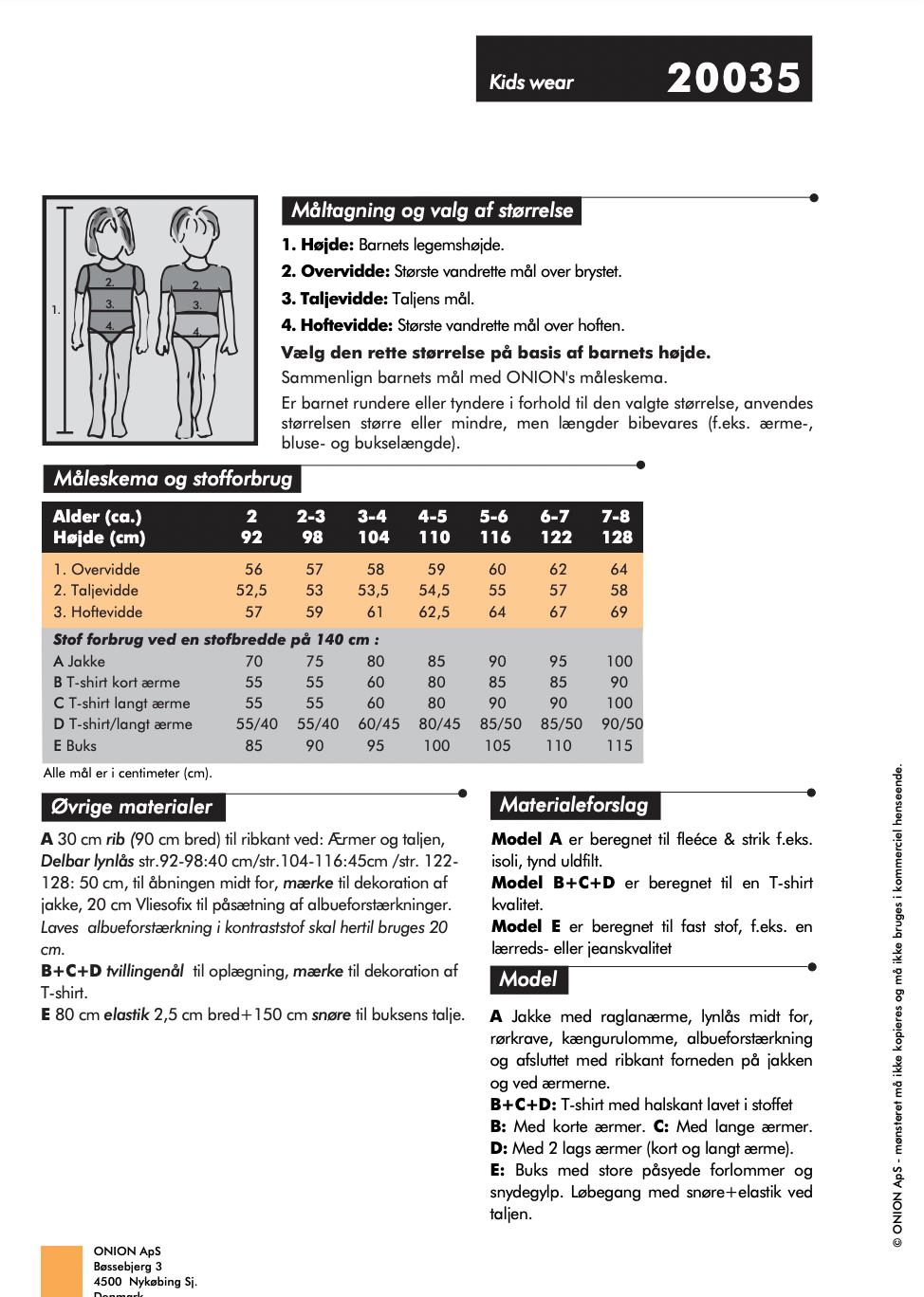 Onion 20035 - Jakke, T-skjorte & Bukse, Barn