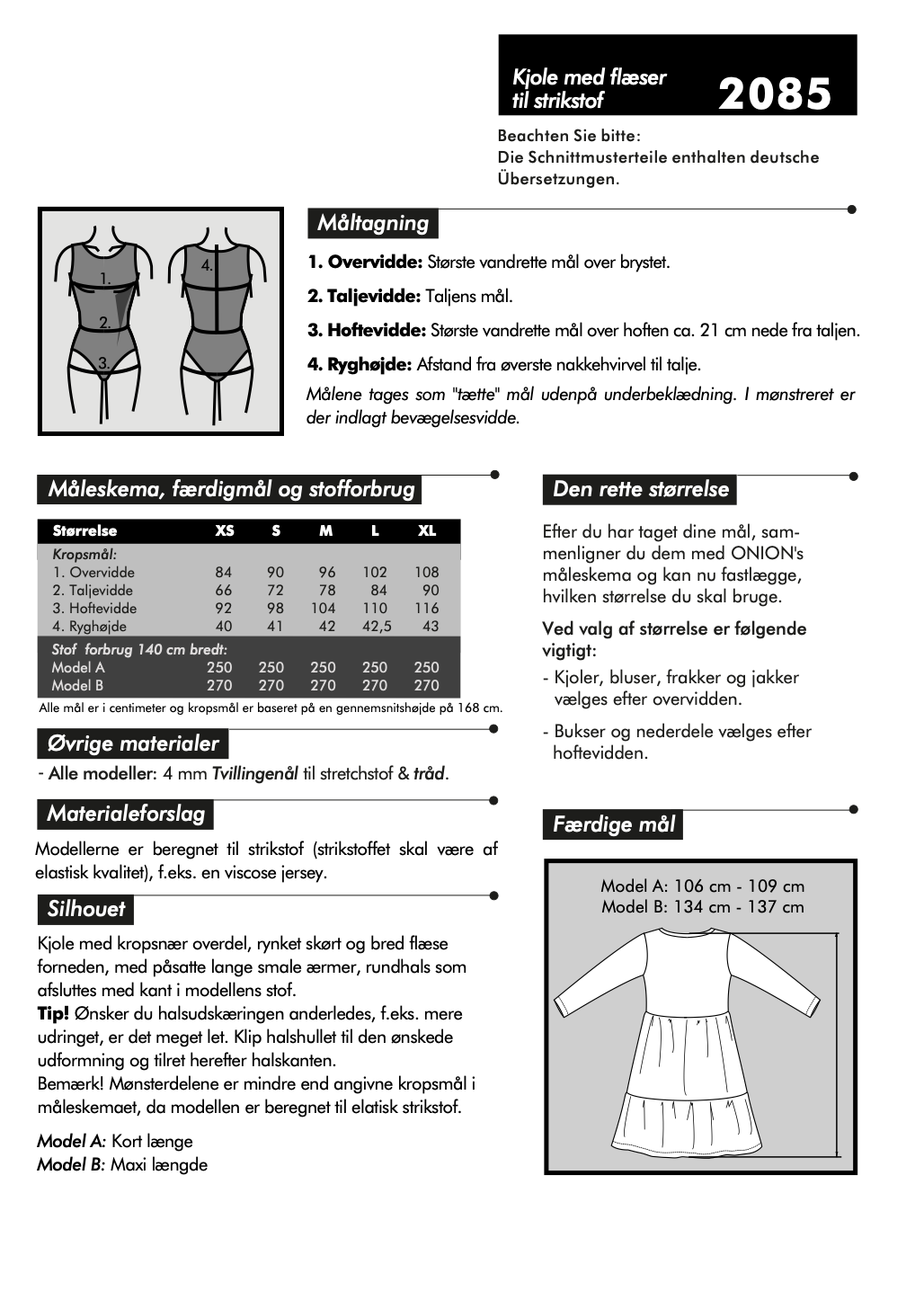 Onion 2085 - Kjole med kapper til strikket stoff