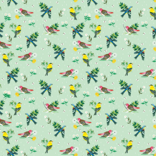 Stoff Birdsong lys mint