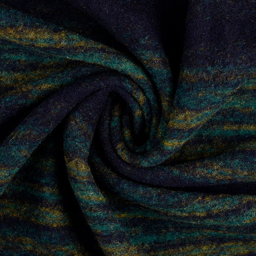 Ull - Boucle, grønne striper