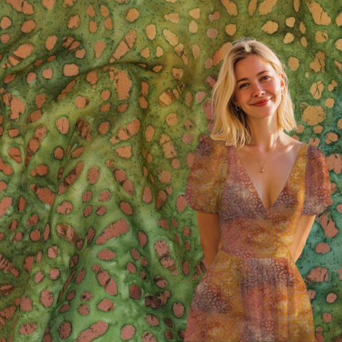 Vevd Viskose - Batikk, grønn