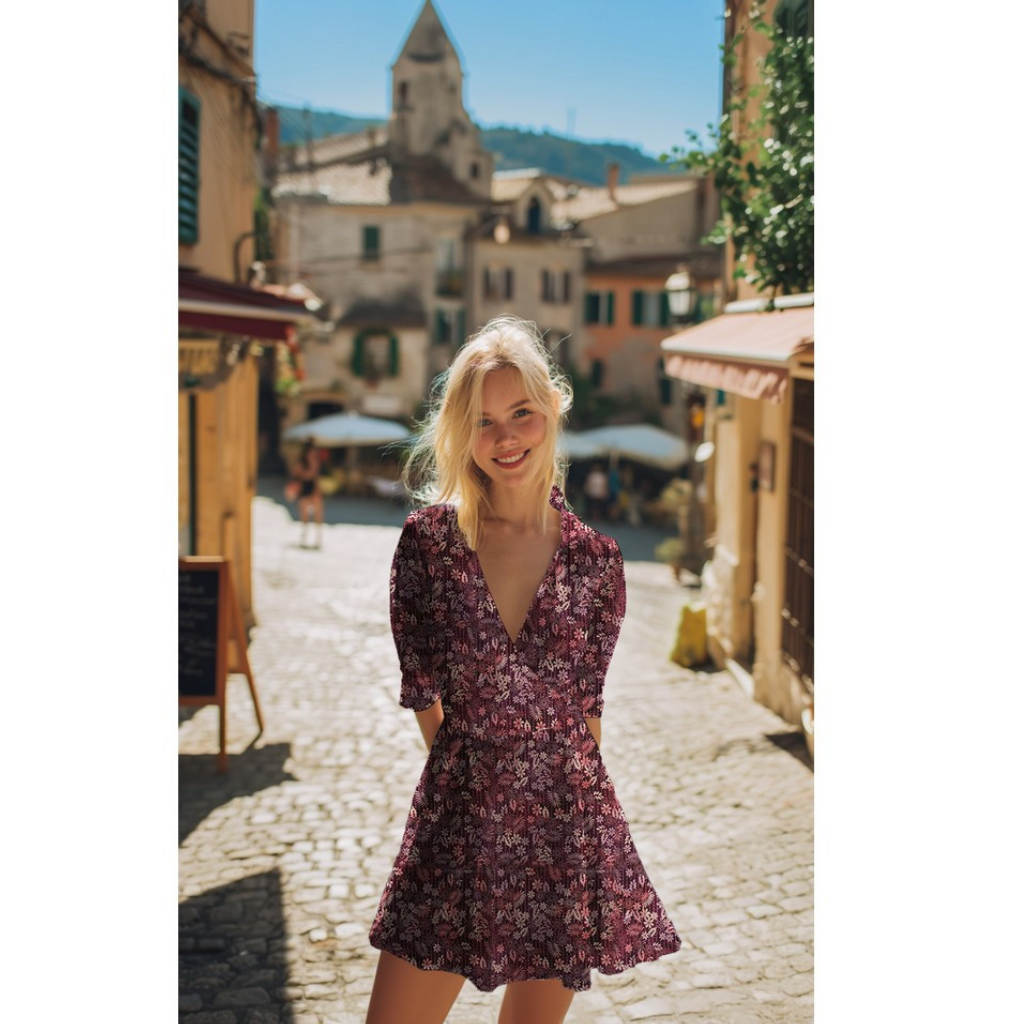 Vevd Viskose - Batikk Kirsebær