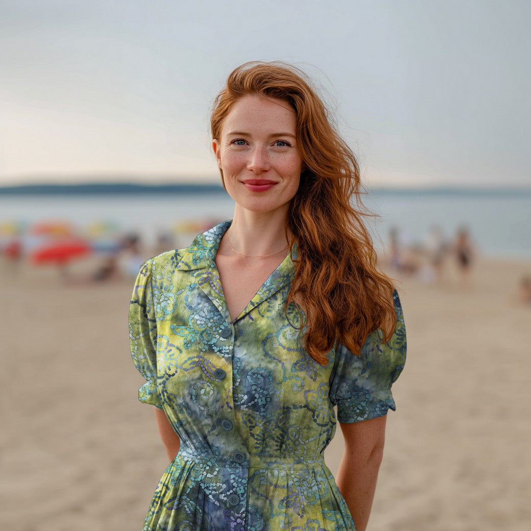 Vevd Viskose - Batikk, Lime grønn