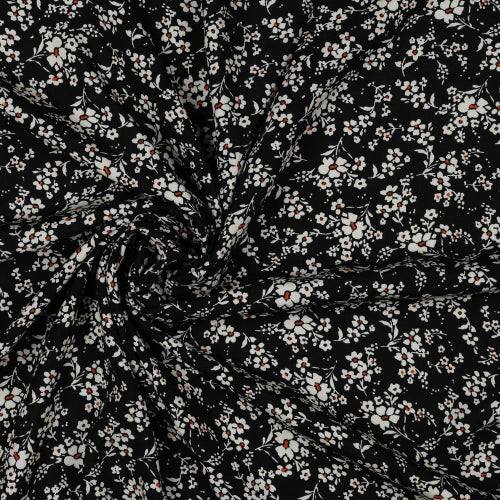 Vevd Viskose - Radiance Små Blomster, Svart