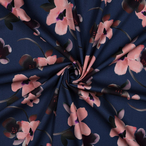 Vevd Viskose med Stretch - Kim Blomster